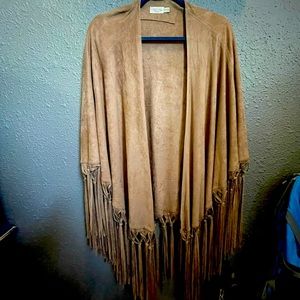 Tasha Polizzi fringe wrap faux suede